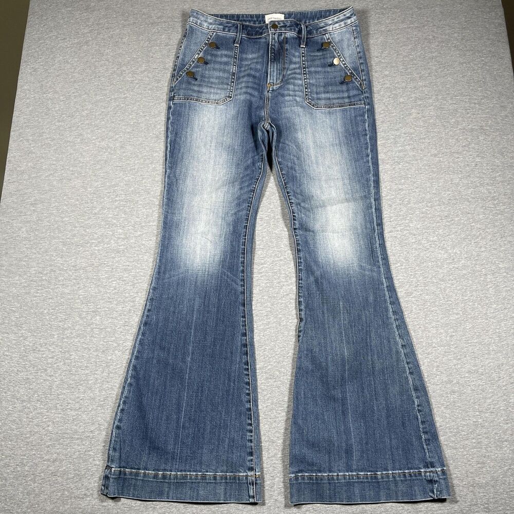 Driftwood Farrah Flared Jeans Womens 32 Blue Medium Wash High Rise Denim